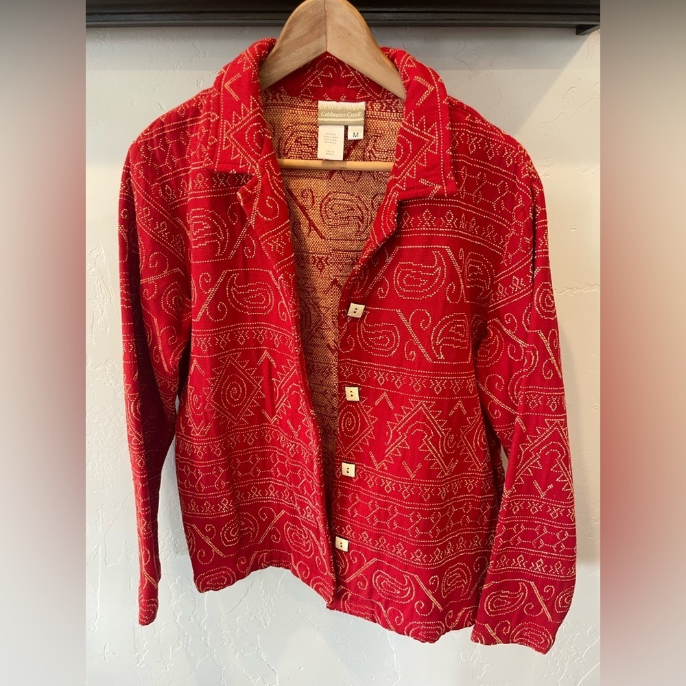 Vintage rare find Coldwater Creek Red  Button-Front jacket size M - Picture 2 of 10